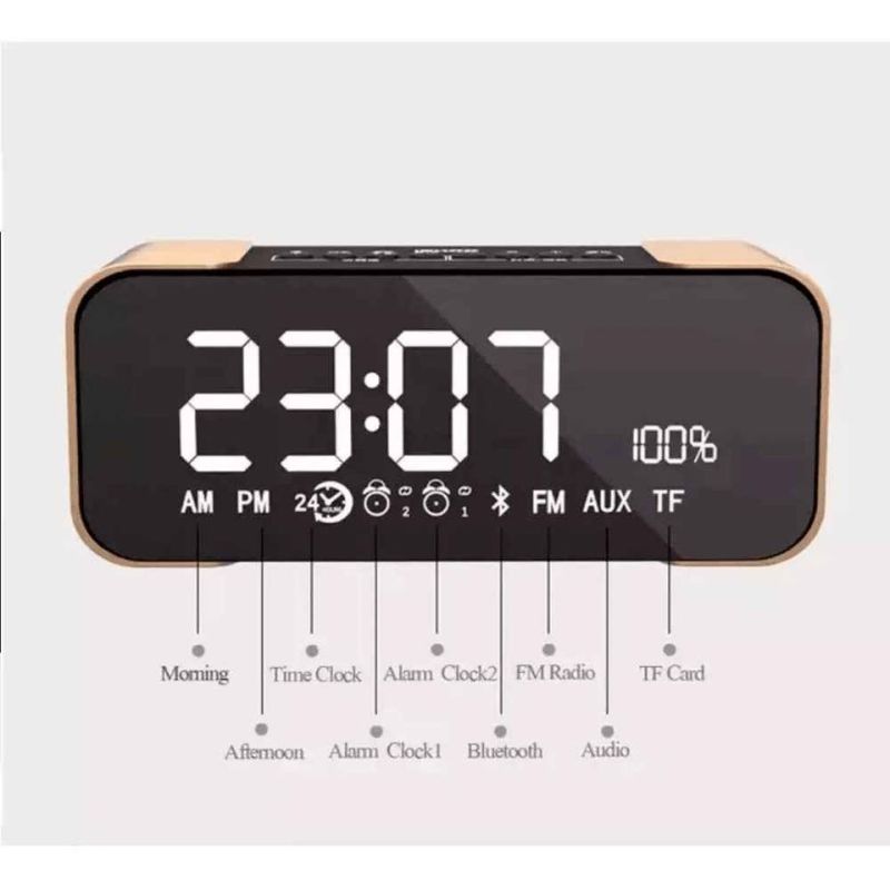 Radio Reloj Despertador digital con Bluetooth Parlante Negro